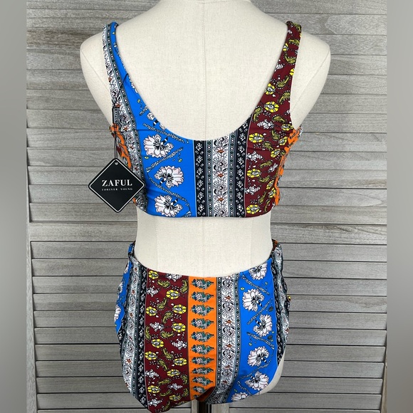 ZAFUL Boho Bikini Set Tie Bottom-Medium Top/Large Bottom - Picture 2 of 2